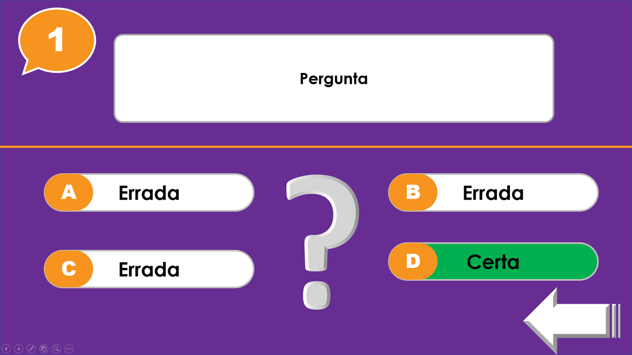 Quiz Respostas certas e Erradas