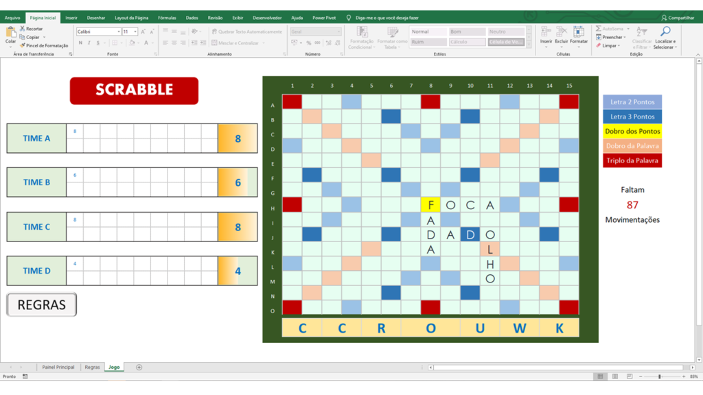 Scrabble Palavra Cruzada No Excel Studio Office